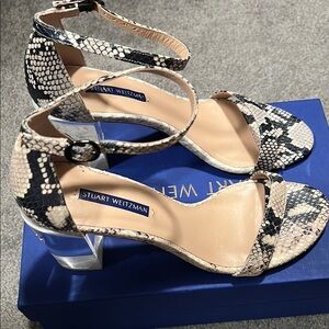 Stuart Weitzman Nearly Nude Lucite Sandal Heel